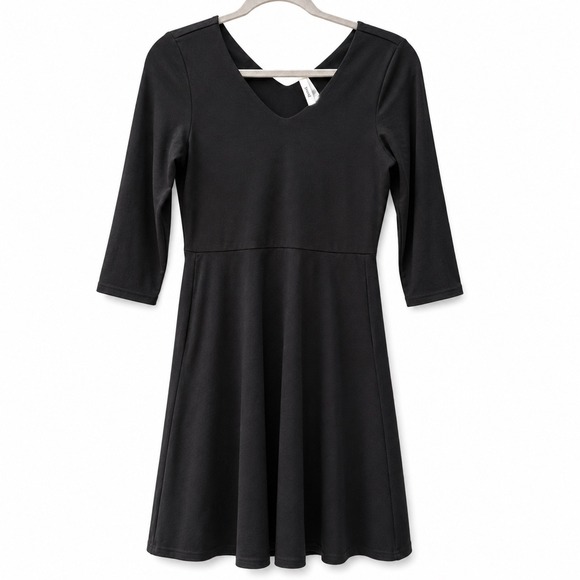 Pact Dresses & Skirts - Pact Womens XS Fit & Flare Dress Black Organic Cotton 3/4 Sleeve Minimalist